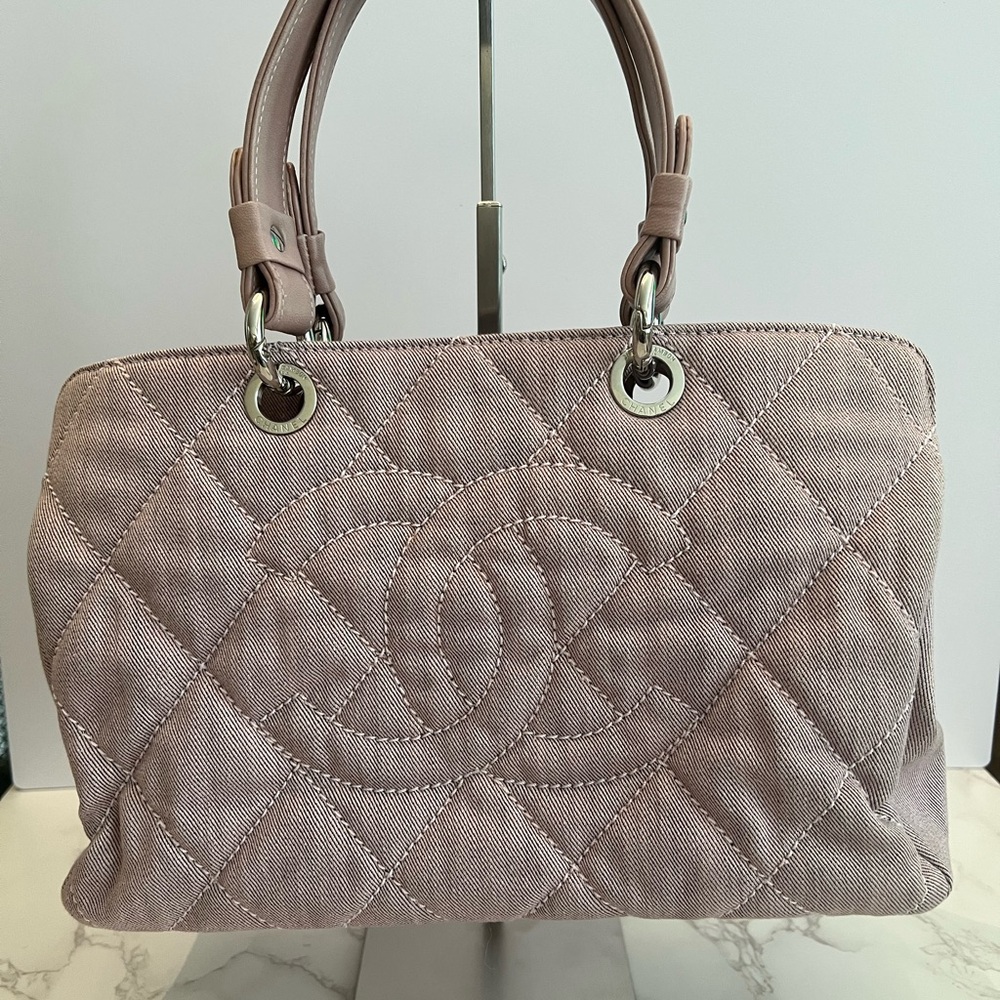 Chanel Light Pink/Lavender Denim Tote Bag